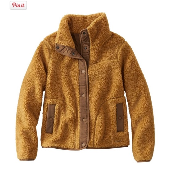 L.L. Bean Jackets & Blazers - L.L. Bean Women's Mustard/Tan Sherpa Jacket